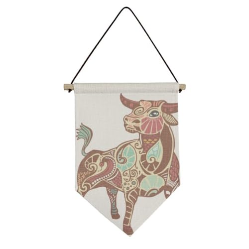 Drapeau en toile Taureau suspendu pour décoration murale astrologique