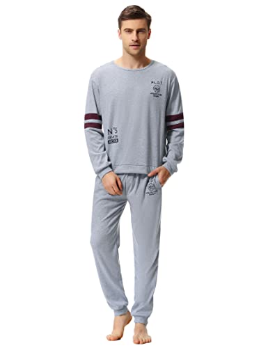 Sumeyuyu Pijamas de Invierno para Hombres, Algodón Dos Piezas Pijama de Invierno Manga Larga con Bolsillo Traje Familiar Cover