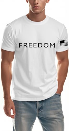 LBP Freedom Shirts for Men Patriotic USA Flag Freedom Tee American Flag Sleeve Tee Tops