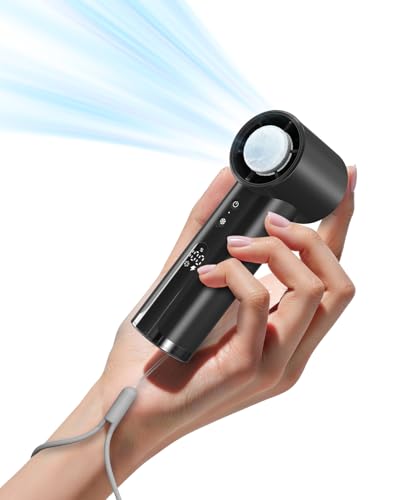 OidoZac Portable Handheld Fan with Ice Cooler, Turbo Power 17800 RPM, Fast Charge, Digital Display, 100 Speeds Adjustable, Personal Fan Gifts for Women Makeup Travel Cruise Camping Outdoor, Black