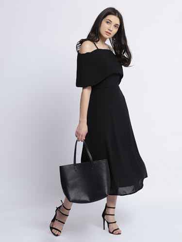 Image of Miss Chase Women's Pink Off Shoulder Midi Skater Dress