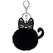 Produktbild Mazudr Kunstpelz Ball Schlüsselbund Charme Cartoon Katze Plüsch Schlüsselanhänger für Frauen Mädchen Handtasche Einkaufstasche Charme Anhänger Schlüsselring Dekor (Farbe: schwarz)