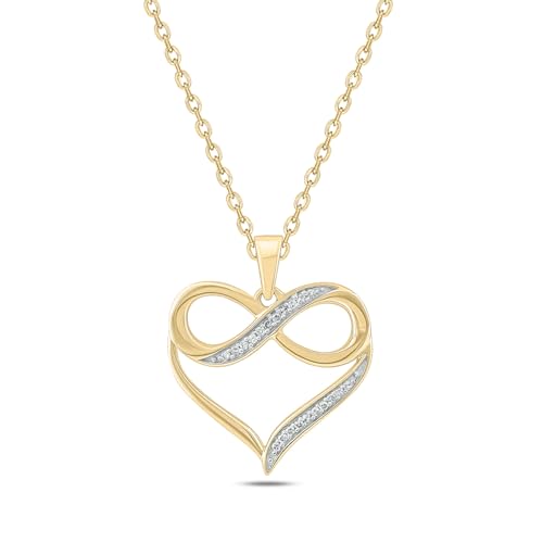 Cali Trove Diamond Infinity Heart Pendant for Women (Yellow Gold)