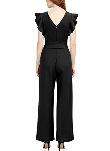 image for Knitee Women's Vintage Sleeveless Ruffle High Waist Wide Leg Romper Fo