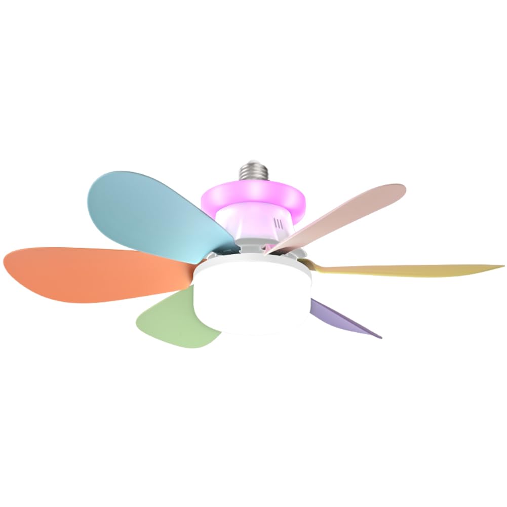 1Pc 40W Ceiling Fans Lights With Remote Rgb Dimmable Small Ceiling Fanlight (White)