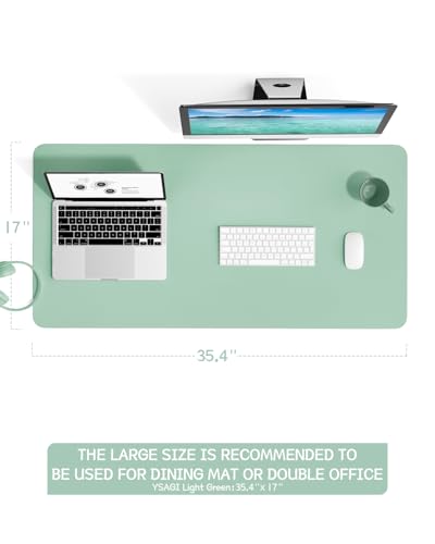 Image of Non-Slip Desk Pad, Waterproof PVC Leather Desk Table Protector, Ultra Thin Large Mouse Pad, Easy Clean Laptop Desk Writing Mat for Office Work /Home /Decor (Pale Green, 35.4 inch x 17 inch)