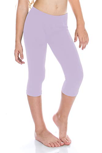 Kurve Girl’s Stretch Capri Leggings – Kids Seamless Dance Gymnastic Active Pants UV Protective Fabric UPF 50+ Made in USA