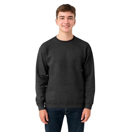 True Face Men's Jumpers ● Casual Plain ● Workwear ● Sweatshirts for Men UK, ● Crew Neck ● Pullover ● Fleece ● Sweater Top, Ideal for Sports & Leisure Charcoal XXL