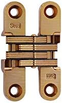 SOSS - 204CUS4 Model #204 Mortise Mount Invisible Hinges with 4 Holes, Zinc, Satin Brass Finish, 2-3/8" Leaf Height, 1/2" Leaf Width, 23/32" Leaf Thickness, 7 x 1-1/4" Screw Size (1 Pair)