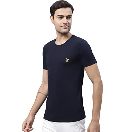 Image of Mack Jonney Men Round Neck Cotton Solid Regular Fit T-Shirt-T Anthraa 01-P