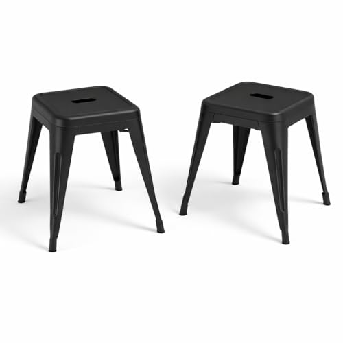 SOLEGGIAHOMIA 18 Inch Metal Dining Stools Set of 2,Industrial Backless Stackable Steel Dining...