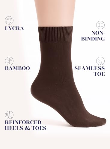 Image of Hugh Ugoli Women's Thin Soft Rayon Derived from Bamboo Crew Socks for Dress, Trouser, Seamless Toe & Non-Binding, 5-8 /9-11