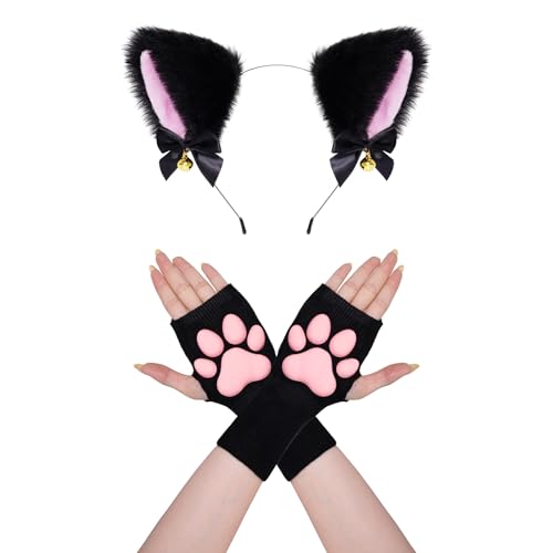 Nydotd Cat Cosplay Costume, 3D Cat Paw Pad Gloves Mittens