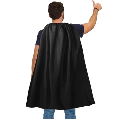 VAAT Erwachsener Superhelden Umhang und Masken - Umhang & Maske Kostüm für Halloween, Superhelden Party Kleidung, perfekt für Cosplay, Weihnachtsfeiern, Karneval(Schwarz)