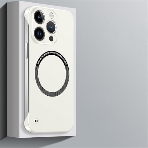 Coque de chargement magnétique compatible iPhone 14 Pro Max en plastique beige