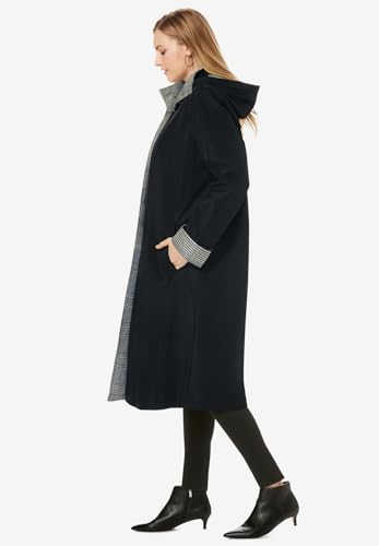 Jessica London Women's Plus Size Water Resistant Contrast Raincoat w/Detachable Hood3