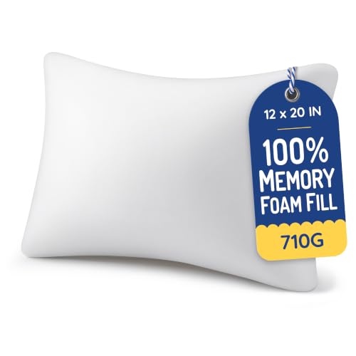 Image of AM AEROMAX 12x20 Memory Foam Throw Pillow Insert, Rectangular Lumbar, White