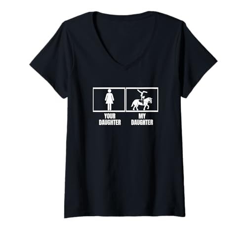 Mujer Bóvedas a Caballo Su Hija Mi Hija Ecuestre Bóvedas Camiseta Cuello V
