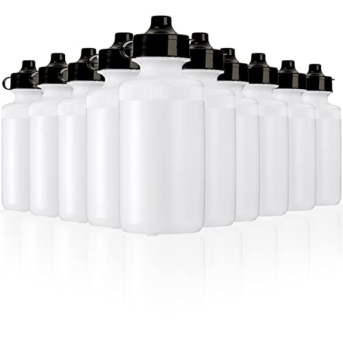 SOUJOY 10 Pack Sports Water Bottle, 21oz Plastic Squeeze Bottle with Easy Open Push/Pull Cap, BPA...