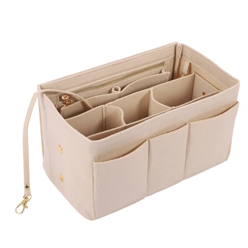Wotrilw Organizador de Bolso de Fieltro, Organizador Bolso Tote con Llavero, con Múltiples Compartimentos, Interior Extraíble Mano Bag Organizer, Utilice un Sistema de Almacenamiento Cosméticos