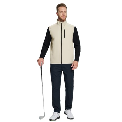 Image of M MAELREG Mens Vests Outerwear Windproof Lightweight Softshell Vests Zip Pockets Sports Sleeveless Jacket Golf Vests for Men