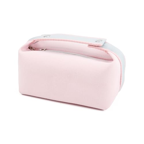 TOPASION Fashion Portable Canvas Makeup Bag, Cosmetic Bag Organizer, Travel Toiletry Bag for Women and Girls (Sakura Pink)