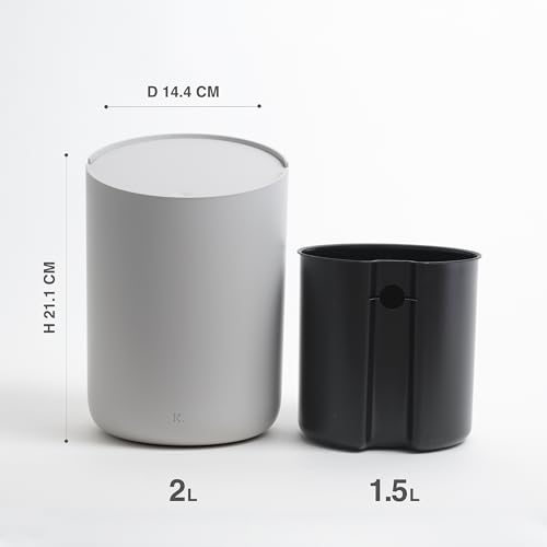 Kazai.® Mini Waste Bin 'Tove' - Small and Unique Design Bin from Berlin, Bin: Light grey, Lid: Light grey - Image 4