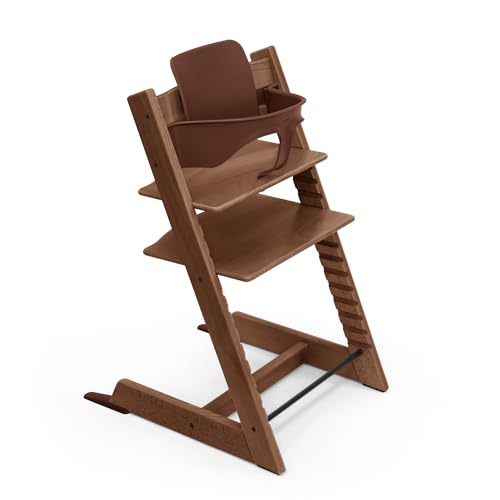 Stokke Tripp Trapp High Chair, Warm Brown - Includes Chair + Baby Set2 for Children 6-36 Months - Adjustable, Ergonomic & Easy to Clean