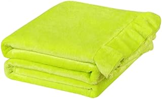 PiccoCasa Fleece Throw Blanket - Flannel Throws Blankets for Sofa Bed Couch Plush Microfiber Solid Blanket Single/Travel Size, 130x150cm Lime Green