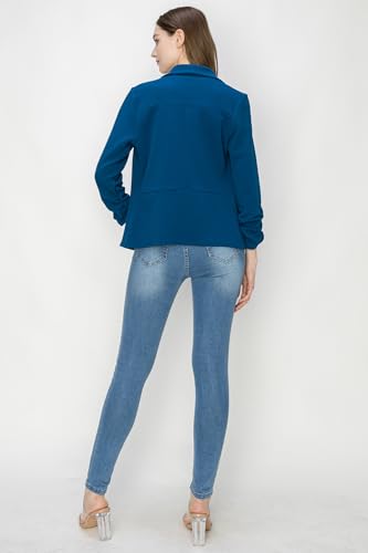 Women 3/4 Sleeve Blazer Open Front Cardigan Jacket Work Office Blazer4