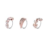MoBody 3-Pack 20G Nose Ring Piercing Hoop Paved CZ Crawler Surgical Steel Cartilage Earring Set (8mm