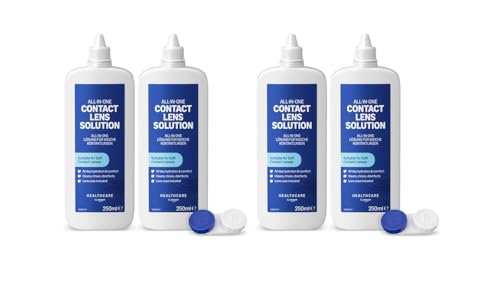 Healthcare by Amazon All-In-One Kontaktlinsenflüssigkeit, 2 x 250 ml (briefkastenfreundlich) (Packung mit 2) (Früher eine Marke von Amazon Basic Care, identisches Produkt)