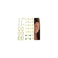 FIOROYAL 12 Pairs Flat Back Earrings Gold For Women,14K Gold Hypoallergenic Earrings Stainless Steel Cartilage Earrings Tragus Piercing Jewellery for Multiple Piercing
