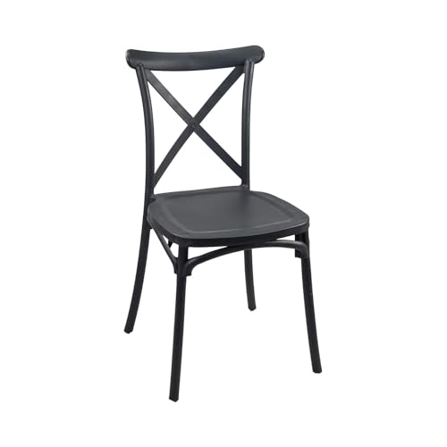 7h Seven House Silla Para Catering Apilable Charlotte, Fibra De Vidrio, Gris Oscuro, 50x44x87.5cm