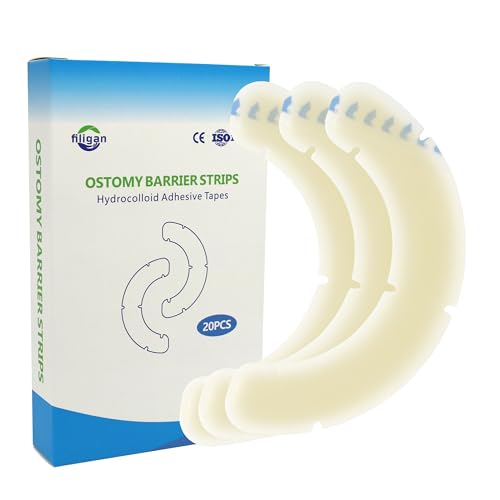 Filigan 20pcs Ostomy Barrier Strips, Elastic Medical Hydrocolloid Adhesive Tapes, Ostomy Supplies Wafer Extenders for Colostomy Bags