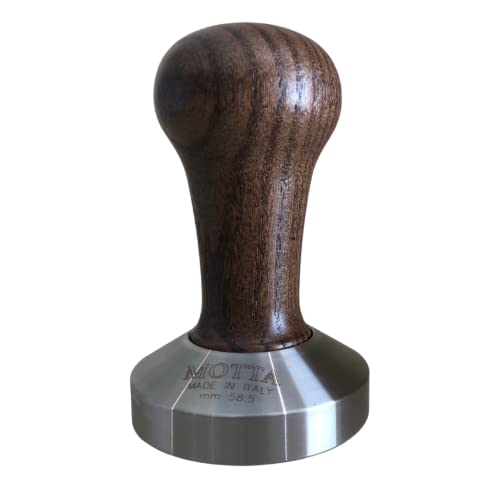 Metallurgica Motta Tamper plan braun 58,5 mm - Plane Andrücksfläche mit Holzgriff Cover