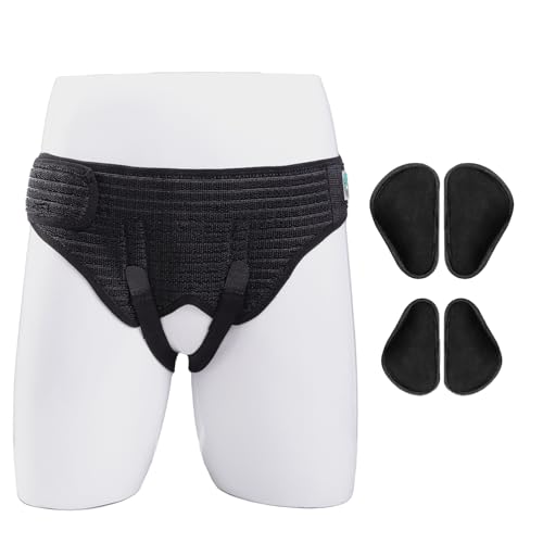 GRLEAYIE Hernia Belts for Men Inguinal, Groin Brace Hernia Support for Bilateral Hernia, Groin Hernia Truss for Groin Pain Relief, Medical Hernia Guard with 4 Compression Pads, Adjustable Waist Guard - L