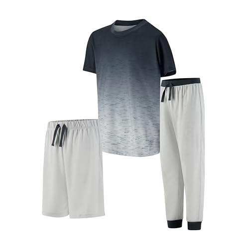 US Angels Boys Pajamas Set, 3-Piece Boys’ Sleepwear Pjs, Loose Fit, Soft, Breathable, Teens and Kids - Size 7-8, 10-12, 14-16