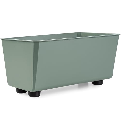 KONZEPT Blumentopf mit Füßen, rechteckig - Blumenkasten klein 4,2 l, Übertopf ideal für Fensterbank und Zimmerpflanzen