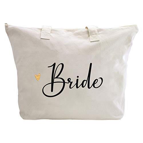 Caraknots Bride Bag Bride Gifts For Wedding Bridal Shower Engagement Anniversary Bachelorette Gifts For Bride Canvas Tote Bag With Zipper And Pocket thumb #2
