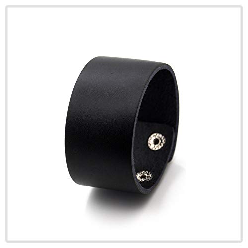 Mgutillart Punk Metal Buckle Wristband Wide Leather Cuff Bracelet(Black) #TOP4