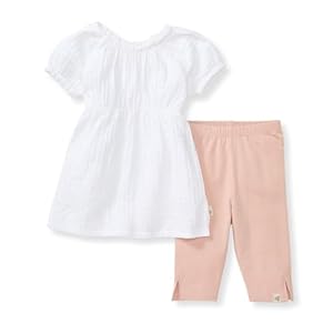 Burt’s Bees Baby Baby Girls’ Short Sleeve Top and Pant Set, 100% Organic Cotton