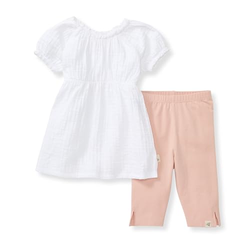 Burt’s Bees Baby Baby Girls’ Short Sleeve Top and Pant Set, 100% Organic Cotton
