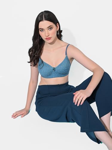 Image of FIMS - Fashion is my style Women Cotton Blend Padded Non-Wired Everyday Bra Pack of 1 Cup- B Multicolor