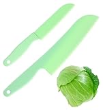 ValueBargain 2 Pcs Lettuce Knife to Prevent Browning, 11 Inch Plastic Lettuce Knife - Dishwasher Safe (Green)