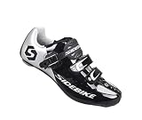 Zapatillas de Ciclismo de Carretera Hombre/Mujer – Zapatillas de Spinning Transpirables con Sistema de 3 Agujeros, Compatibles con Peloton, Look Delta y SPD-SL - Negro 40 EU