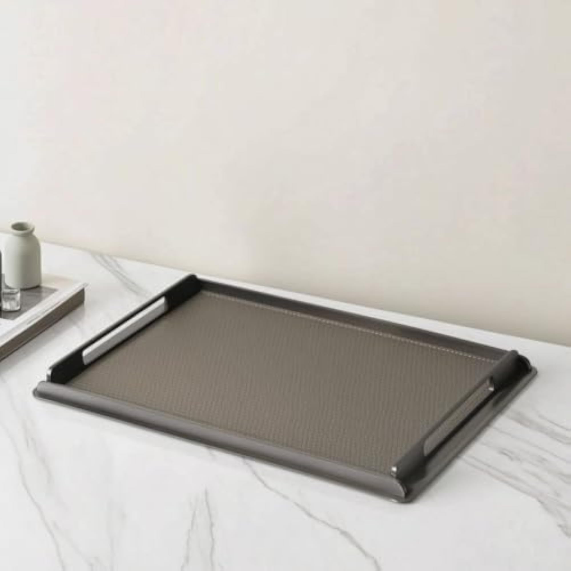 Rectangular Tray with Handles, Slim Metal Frame
