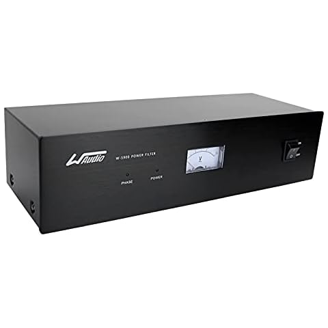 WAudio AC Noise Power Conditioner - Mains Purifier Audio Video Noise Filter Surge Protector with US Standard Sockets (Black) Cover