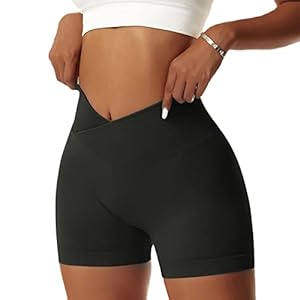 Vertvie Damen Gym Shorts V Cross Stretch Push Up Yoga Shorts Booty Scrunch Fitness Hosen Kurz High Waist Nahtlos Workout Sportshorts Butt Lift Kurze Leggings Sommer