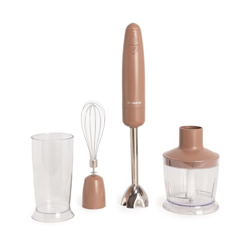 CREATE/FULLMIX RETRO/Batidora de mano moca/Bate, mezcla y monta, 6 velocidades, vaso medidor 600ml, libre de BPA, vaso para triturar 500 ml, 1000W